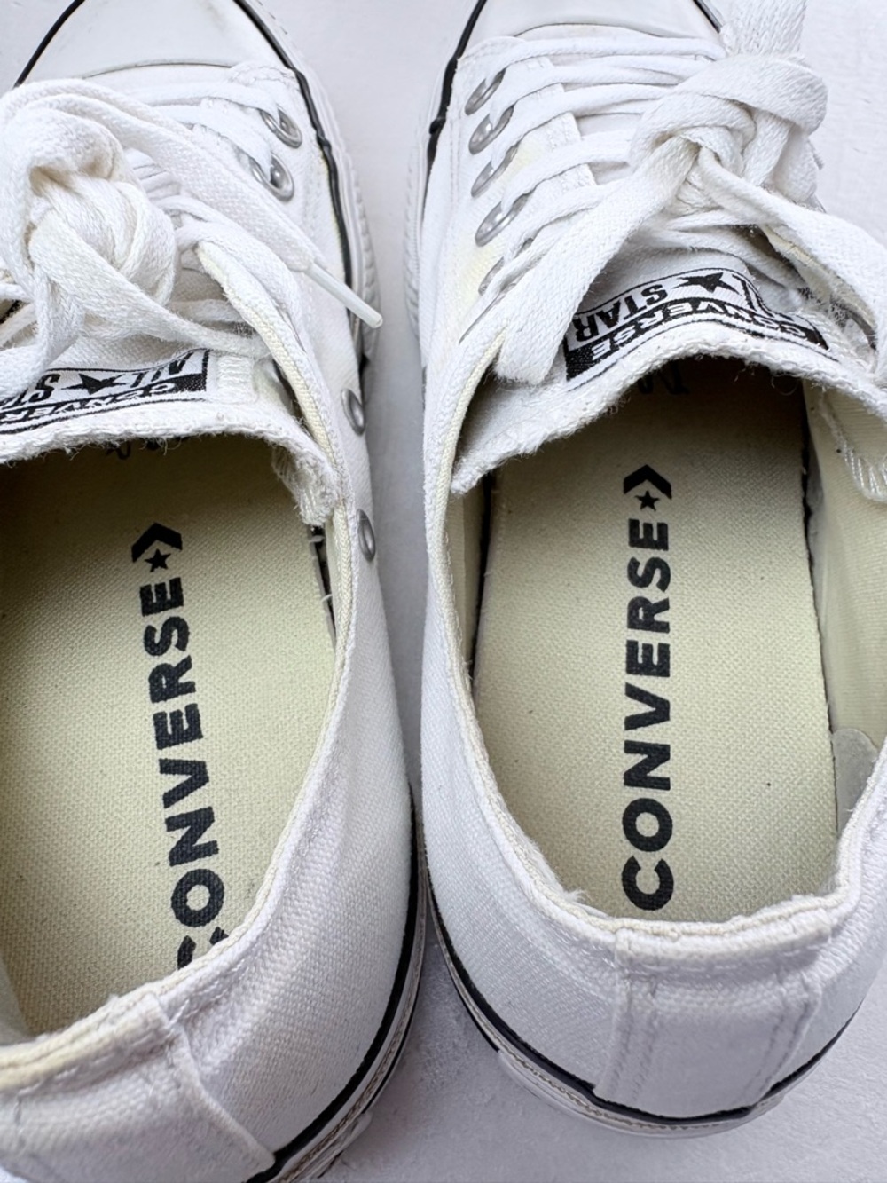 Converse All Star White Low Top Canvas Sneakers Platform Sz 6 US Y2K Shoes - Picture 12 of 12